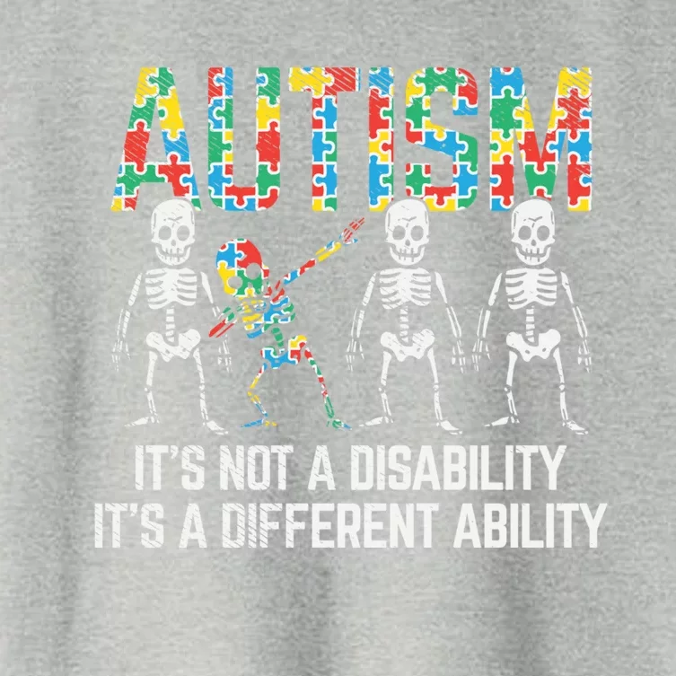 Dabbing Skeleton Not A Disability Autism Awareness Meaningful Gift Women's Crop Top Tee