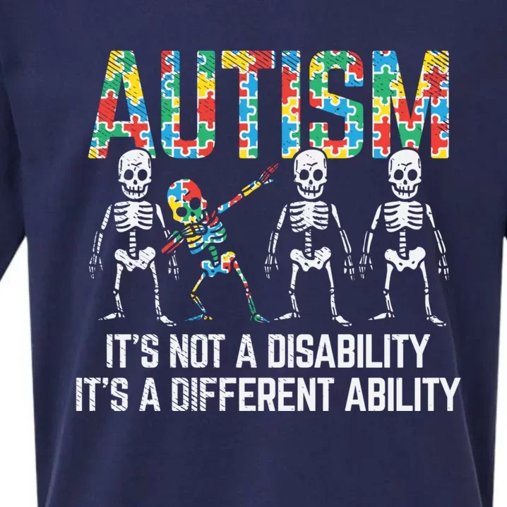 Dabbing Skeleton Not A Disability Autism Awareness Meaningful Gift Sueded Cloud Jersey T-Shirt