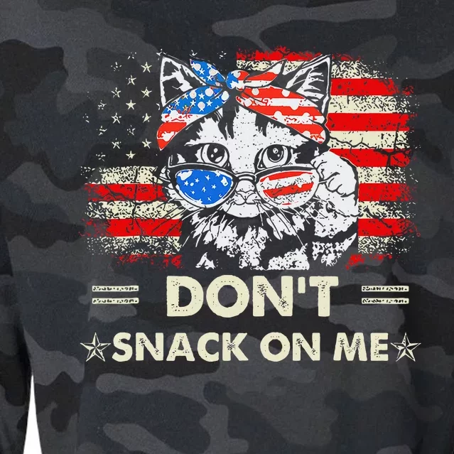 DonT Snack On Me Patriotic Cat Political Cropped Pullover Crew