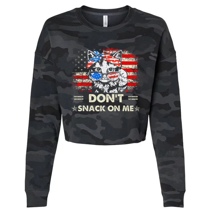 DonT Snack On Me Patriotic Cat Political Cropped Pullover Crew