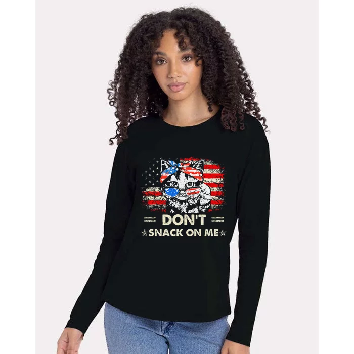 DonT Snack On Me Patriotic Cat Political Womens Cotton Relaxed Long Sleeve T-Shirt