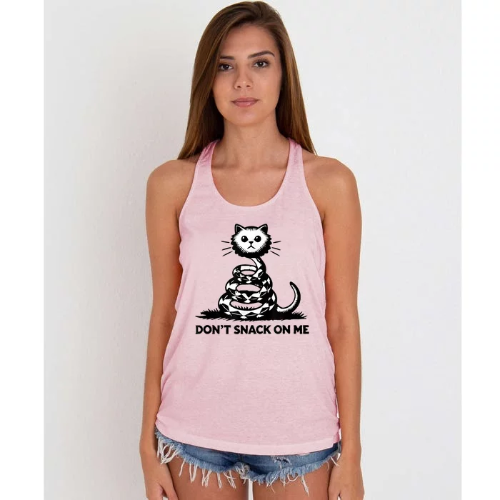 DonT Snack On Me Funny Cat Women's Knotted Racerback Tank