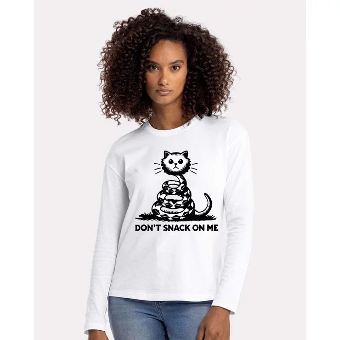 DonT Snack On Me Funny Cat Womens Cotton Relaxed Long Sleeve T-Shirt