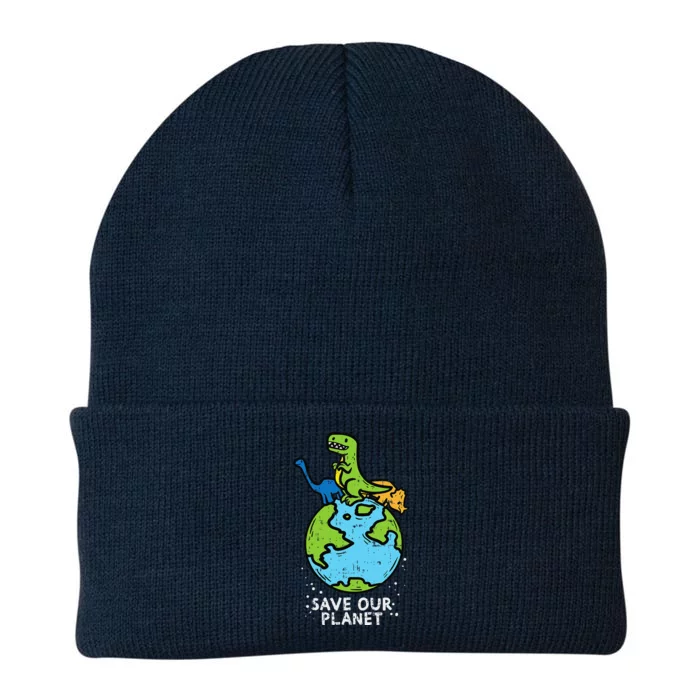 Dinosaurs Save Our Planet Cute Earth Day Cute Knit Cap Winter Beanie