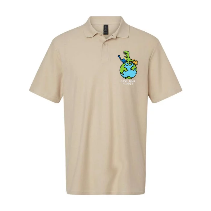 Dinosaurs Save Our Planet Cute Earth Day Cute Softstyle Adult Sport Polo