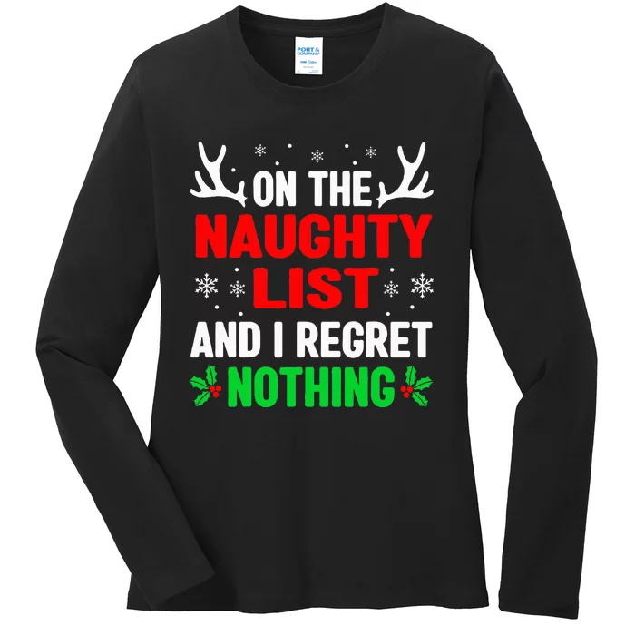 Dear Santa On Naughty List Funny Christmas Kids Ladies Long Sleeve Shirt