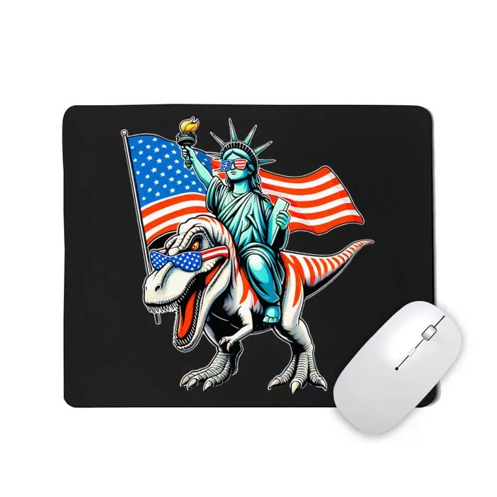 Dino Statue Of Liberty 4th Of July American Flag Mousepad