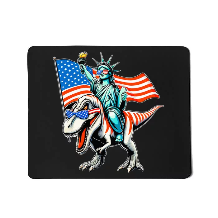 Dino Statue Of Liberty 4th Of July American Flag Mousepad