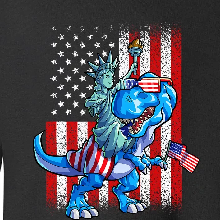 Dino Statue Of Liberty 4th Of July American Flag Toddler Sweatshirt