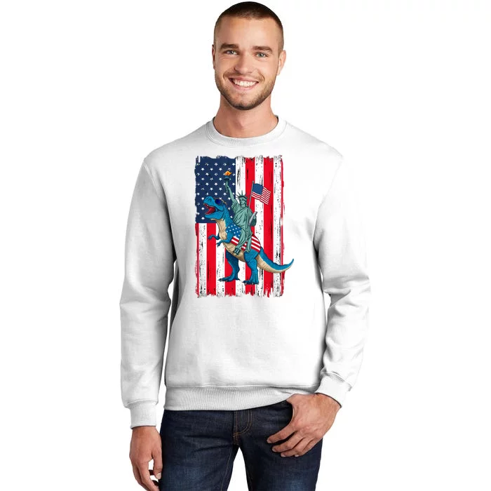 Dino Statue Of Liberty 4th Of July American Flag Sweatshirt