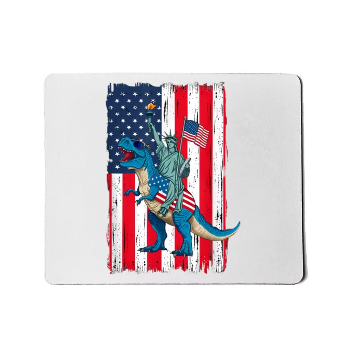 Dino Statue Of Liberty 4th Of July American Flag Mousepad