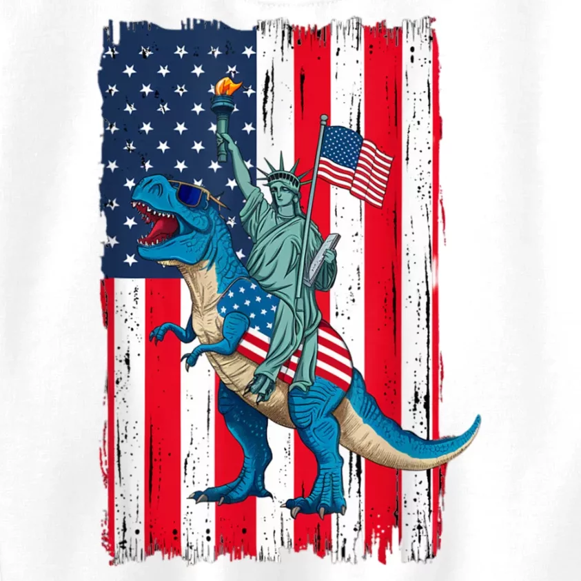 Dino Statue Of Liberty 4th Of July American Flag Kids Sweatshirt