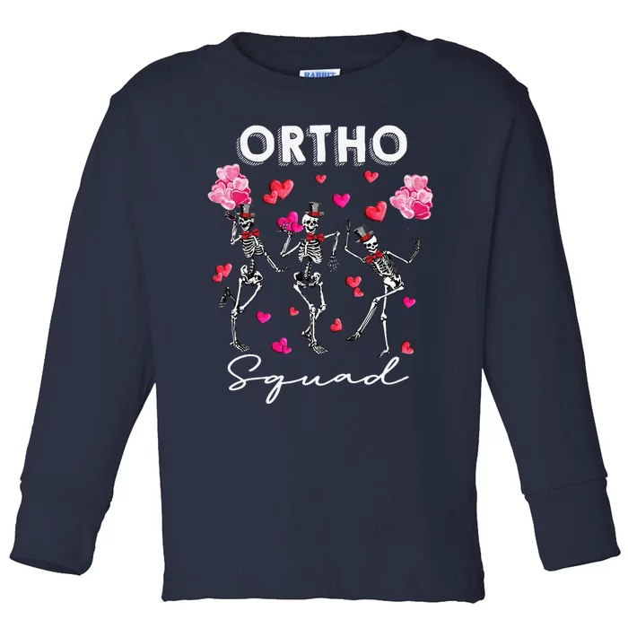 Dancing Skeleton Ortho Squad Orthopedic Valentine's Day Toddler Long Sleeve Shirt