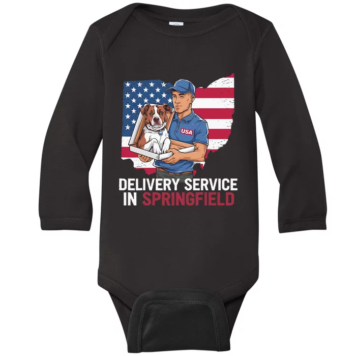 Delivery Service Oh Debate Trump Harris Eating The Dogs Baby Long Sleeve Bodysuit