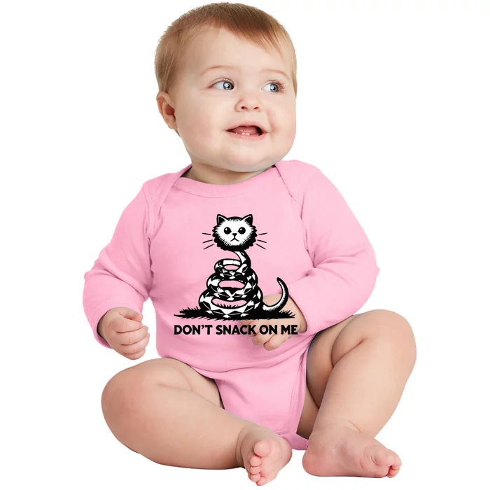 DonT Snack On Me Funny Cat Baby Long Sleeve Bodysuit