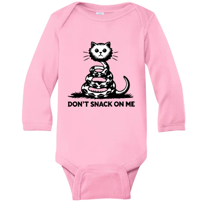 DonT Snack On Me Funny Cat Baby Long Sleeve Bodysuit