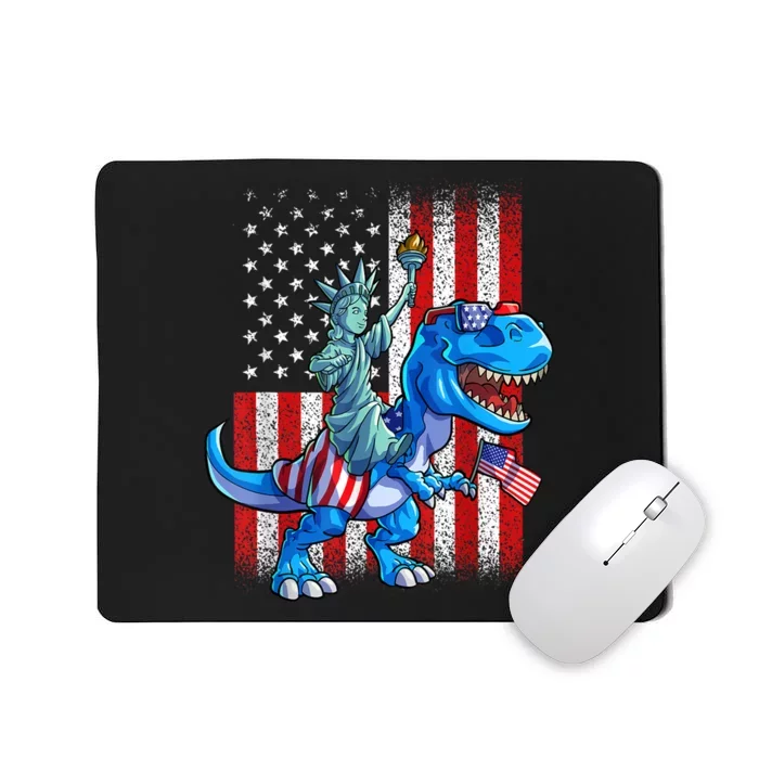 Dino Statue Of Liberty 4th Of July American Flag Patriotic 4th Of July Apparel B Mousepad