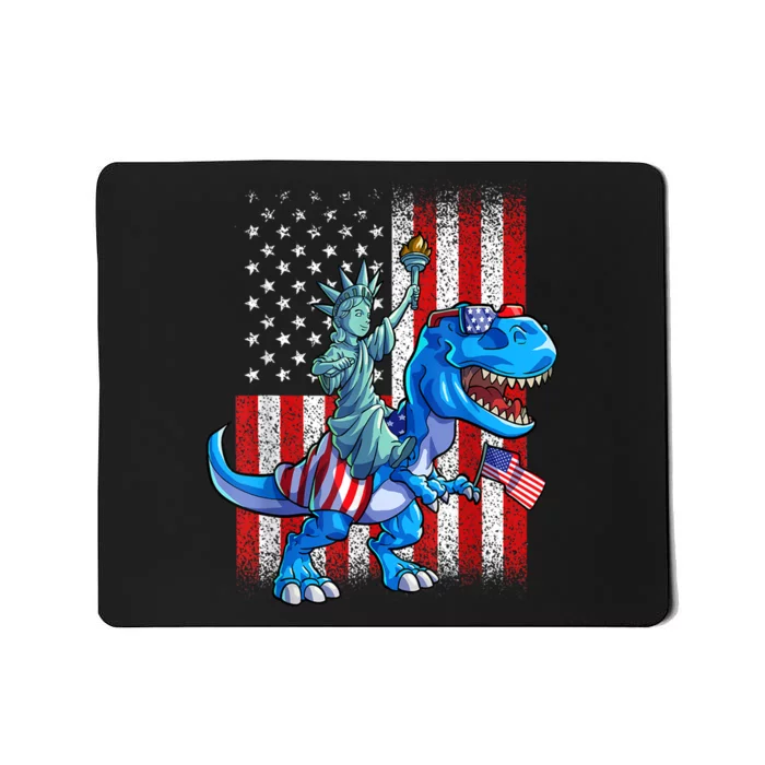 Dino Statue Of Liberty 4th Of July American Flag Patriotic 4th Of July Apparel B Mousepad