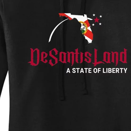 DeSantisLand State of Liberty Florida Map FL Flag patriotic Women's Pullover Hoodie