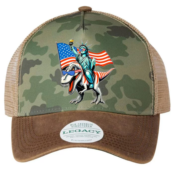 Dino Statue Of Liberty 4th Of July Legacy Tie Dye Trucker Hat