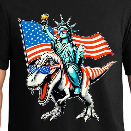 Dino Statue Of Liberty 4th Of July Pajama Set