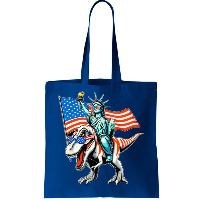 Dino Statue Of Liberty 4th Of July Tote Bag