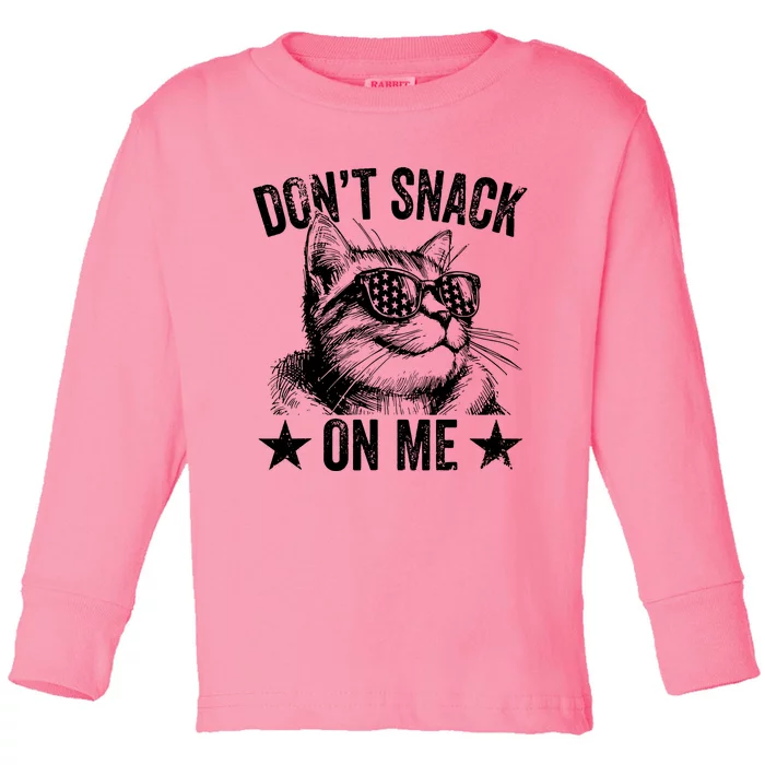 DonT Snack On Me Funny Cat Toddler Long Sleeve Shirt