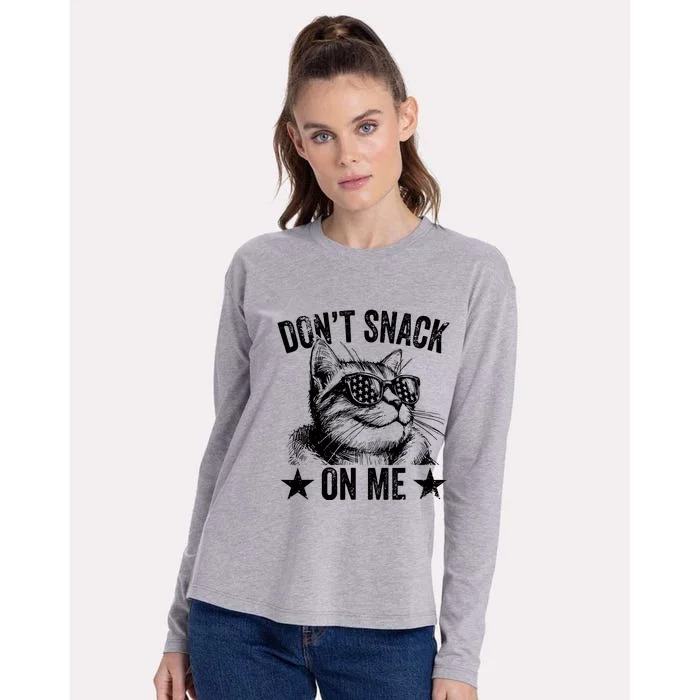 DonT Snack On Me Funny Cat Womens Cotton Relaxed Long Sleeve T-Shirt