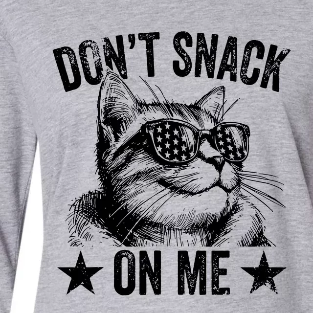 DonT Snack On Me Funny Cat Womens Cotton Relaxed Long Sleeve T-Shirt