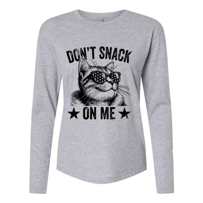 DonT Snack On Me Funny Cat Womens Cotton Relaxed Long Sleeve T-Shirt