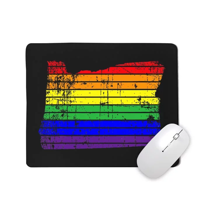 Distressed State Of Oregon Lgbt Rainbow Mousepad