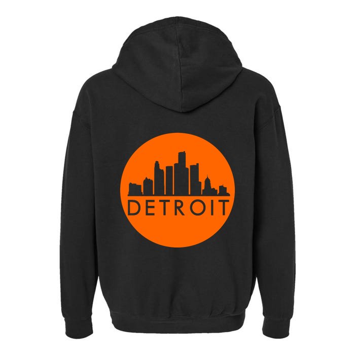 Detroit Simple Orange Logo Front And Back Front & Back Garment-Dyed Fleece Hoodie