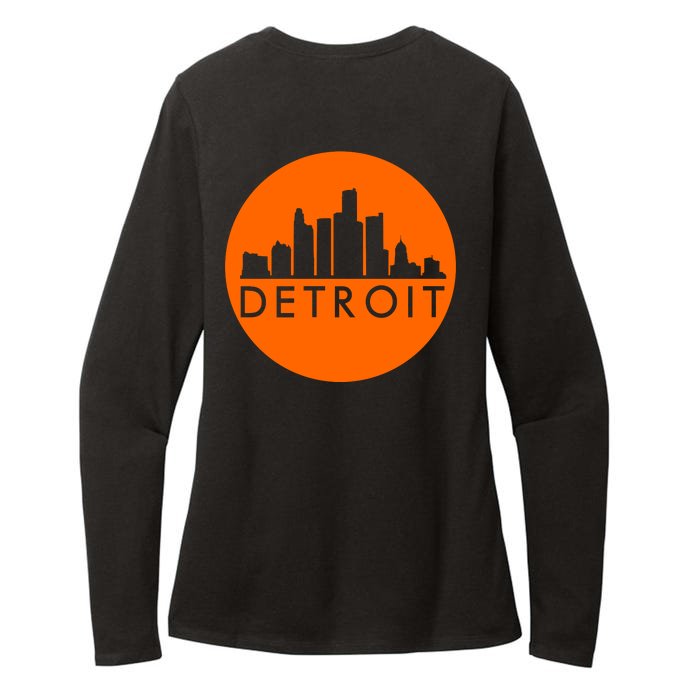 Detroit Simple Orange Logo Front And Back Front & Back Womens CVC Long Sleeve Shirt