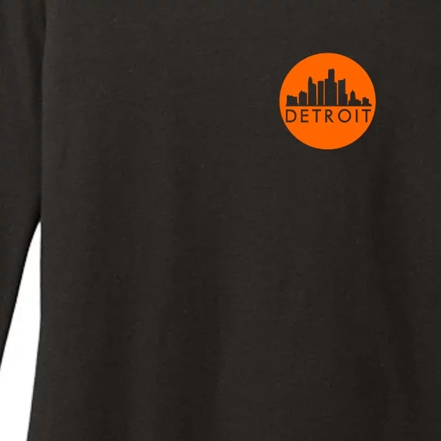 Detroit Simple Orange Logo Front And Back Front & Back Womens CVC Long Sleeve Shirt