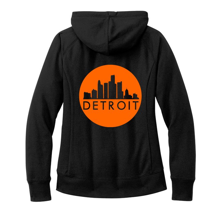 Detroit Simple Orange Logo Front And Back Front & Back Women's Fleece Hoodie