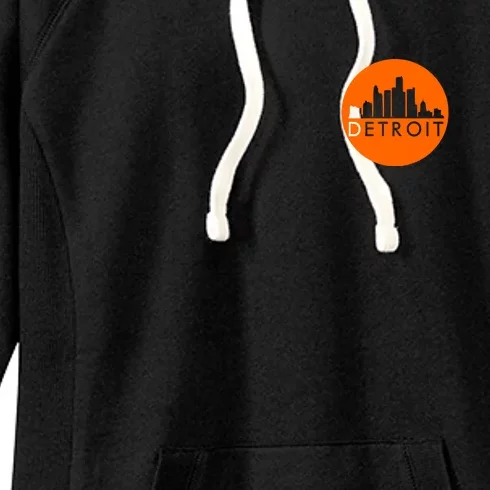 Detroit Simple Orange Logo Front And Back Front & Back Women's Fleece Hoodie