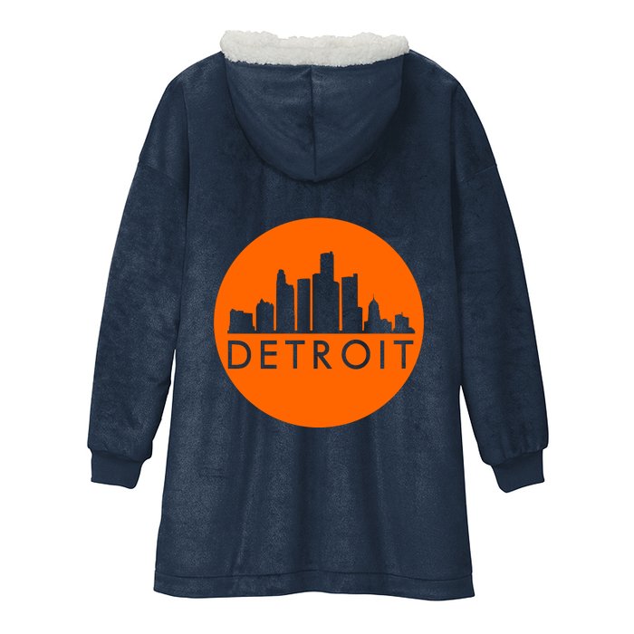 Detroit Simple Orange Logo Front And Back Front & Back Hooded Wearable Blanket