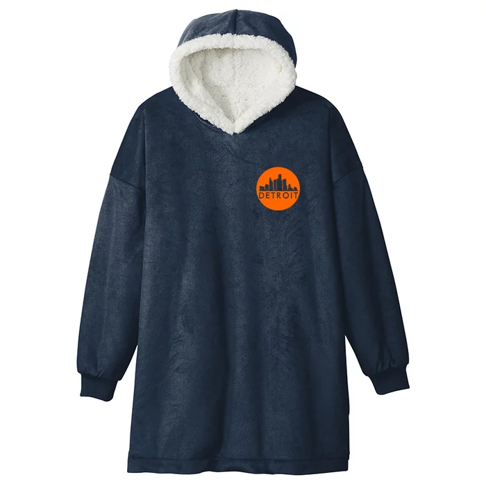 Detroit Simple Orange Logo Front And Back Front & Back Hooded Wearable Blanket