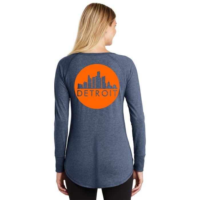 Detroit Simple Orange Logo Front And Back Front & Back Women's Perfect Tri Tunic Long Sleeve Shirt