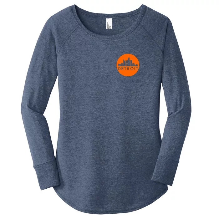 Detroit Simple Orange Logo Front And Back Front & Back Women's Perfect Tri Tunic Long Sleeve Shirt