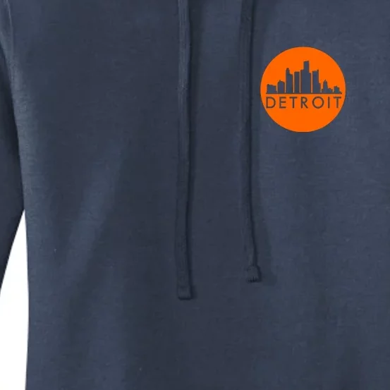 Detroit Simple Orange Logo Front And Back Front & Back Women's Pullover Hoodie