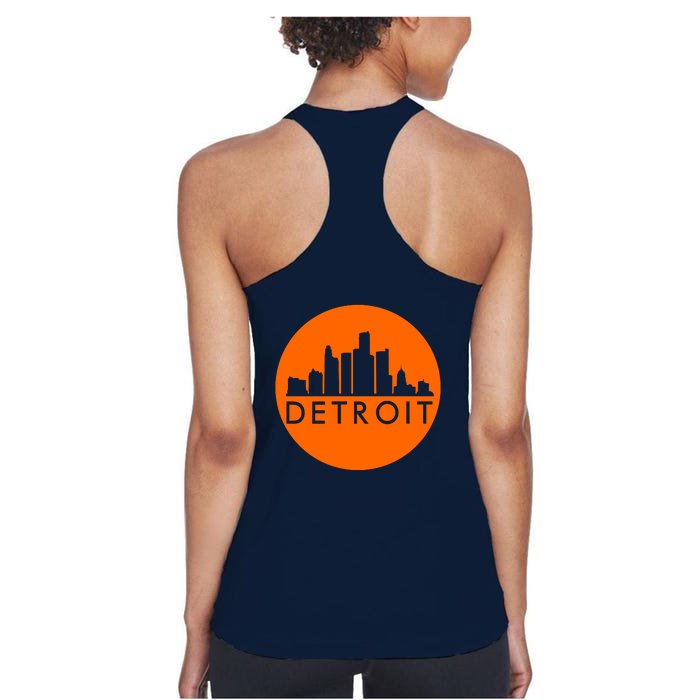 Detroit Simple Orange Logo Front And Back Front & Back Women's Racerback Tank