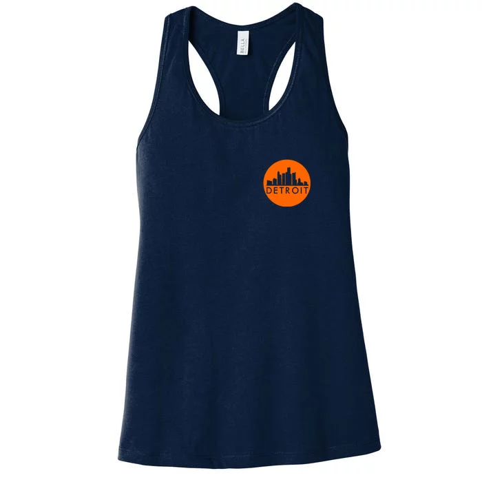 Detroit Simple Orange Logo Front And Back Front & Back Women's Racerback Tank