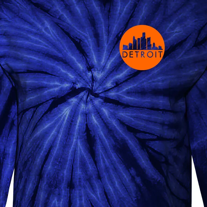 Detroit Simple Orange Logo Front And Back Front & Back Tie-Dye Long Sleeve Shirt