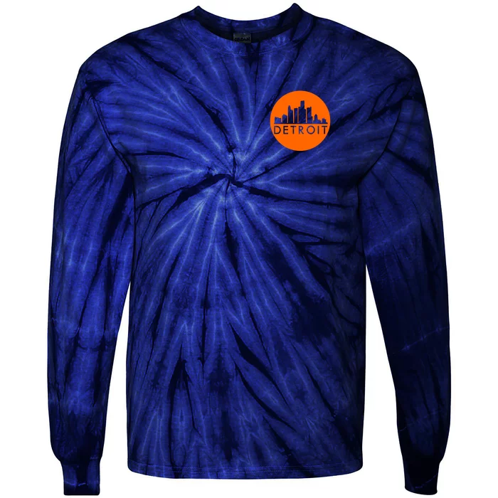 Detroit Simple Orange Logo Front And Back Front & Back Tie-Dye Long Sleeve Shirt