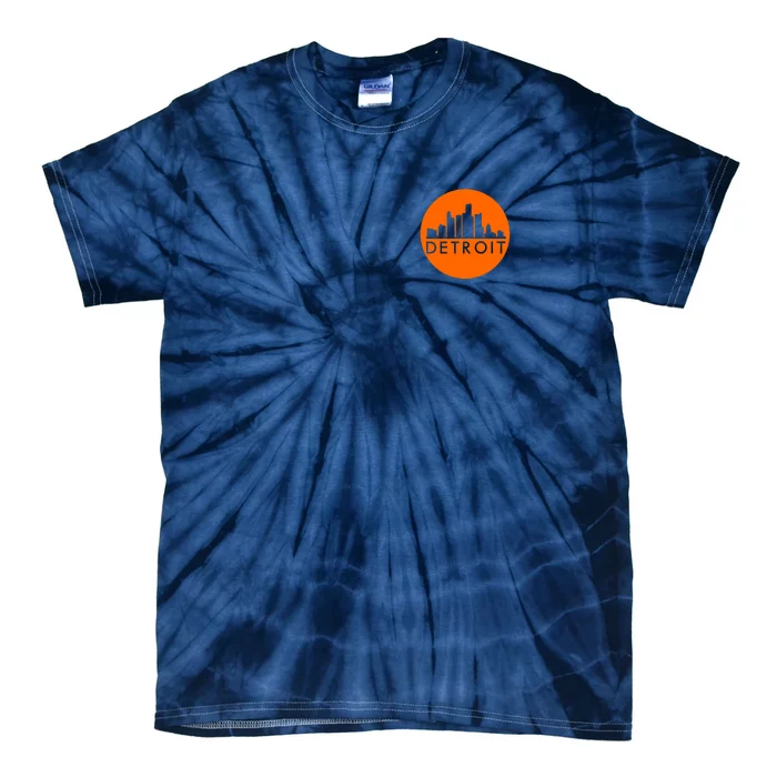 Detroit Simple Orange Logo Front And Back Front & Back Tie-Dye T-Shirt