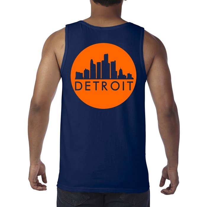 Detroit Simple Orange Logo Front And Back Front & Back Tank Top