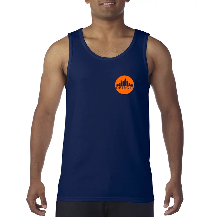 Detroit Simple Orange Logo Front And Back Front & Back Tank Top