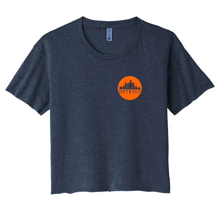 Detroit Simple Orange Logo Front And Back Front & Back Women's Crop Top Tee