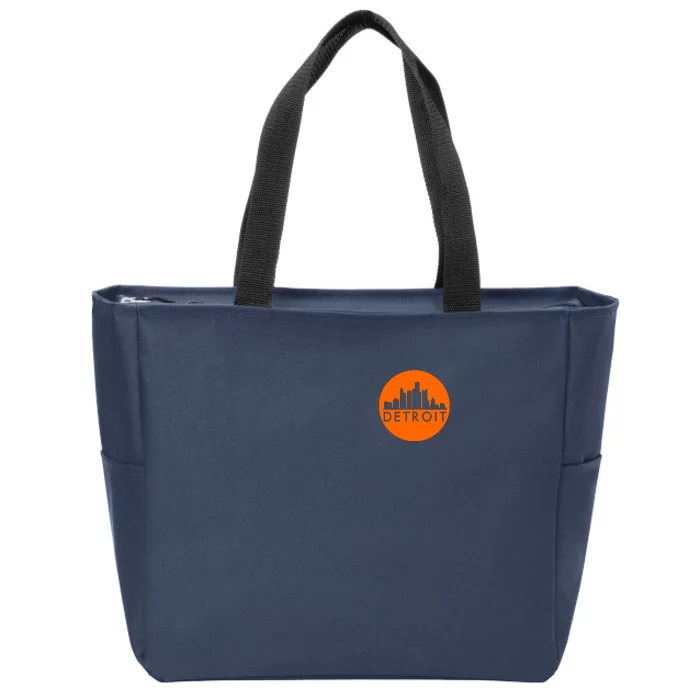 Detroit Simple Orange Logo Front And Back Front & Back Zip Tote Bag